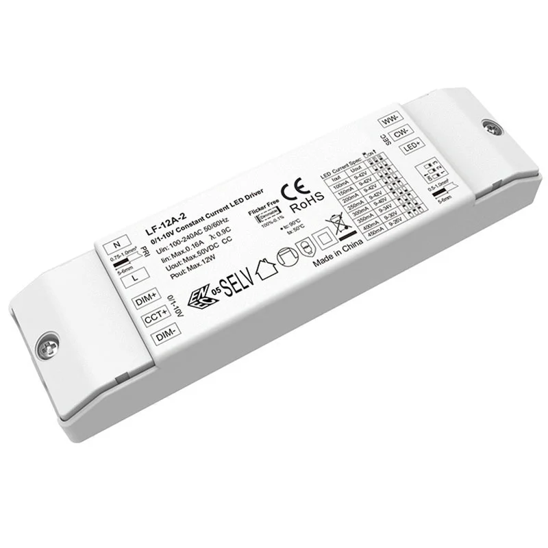 12W konstant strøm 0-10V CCT dimbar LED-driver