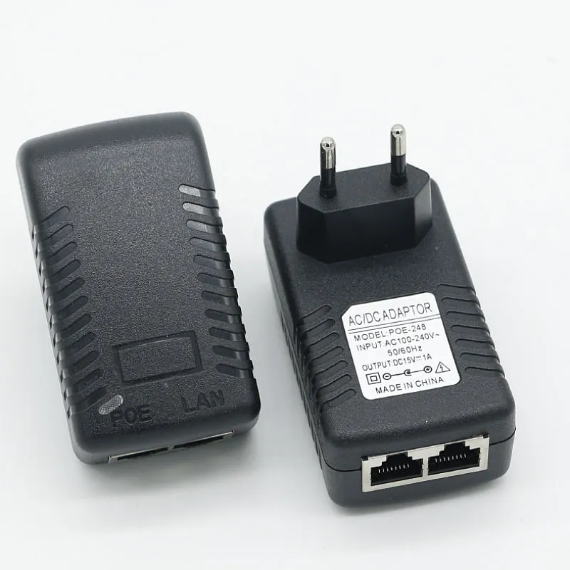 15V 1A Veggmontert Euro Plug Ethernet POE Injector