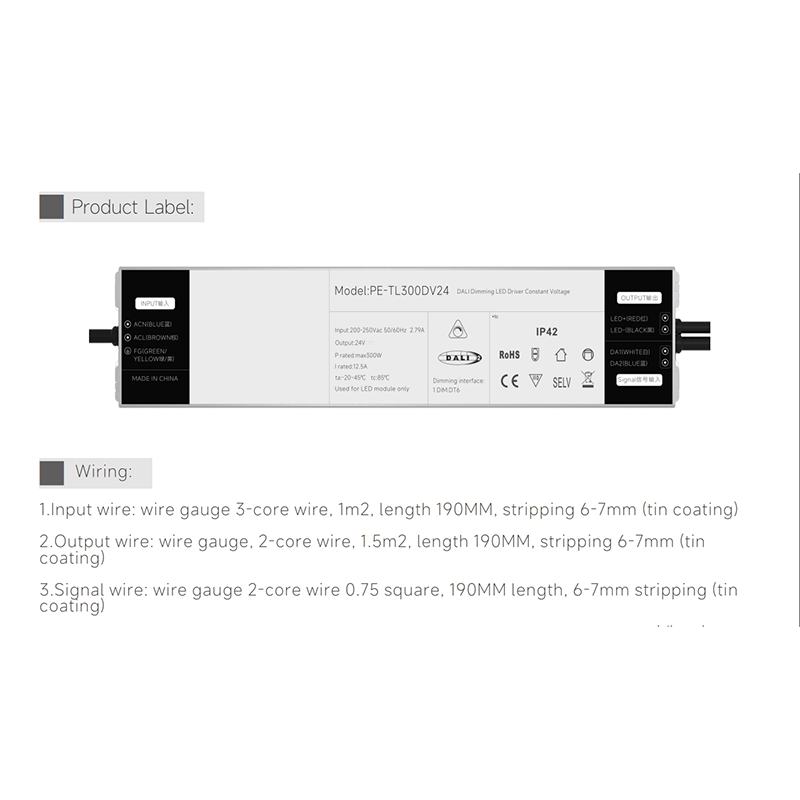 250W Constnat Current DALI Dimbar LED-driver