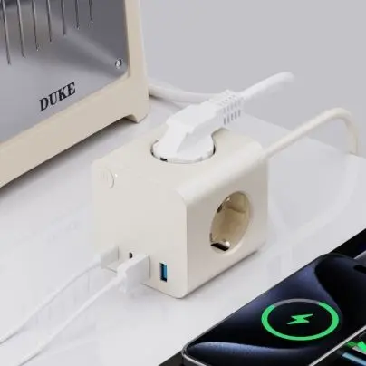 EU Power Strip med 25W PD USB 3 AC-uttak