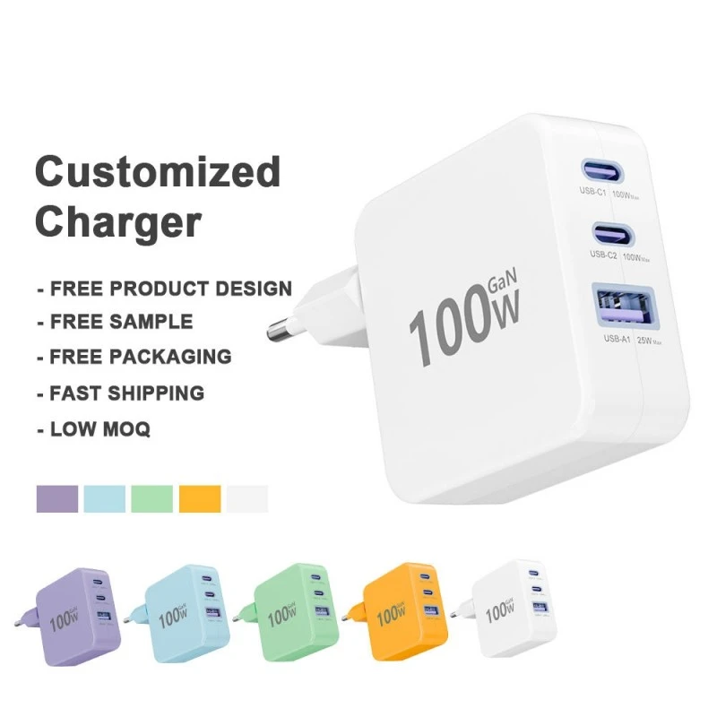 PD 3.0 100W Type C Hurtiglader UK US AU EU-kompatibel vegglader